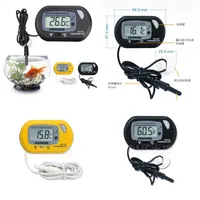 Temperature Instruments Mini LCD Digital Aquarium Thermometer Fish Tank Water Tool Black Yellow with Wired Sensor DDA2 M2
