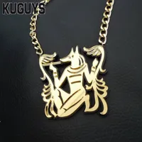 Nieuwe mode acryl gouden sieraden gouden hiphop rock en roll grote hanger ketting trui ketting Egypte Anubis ketting