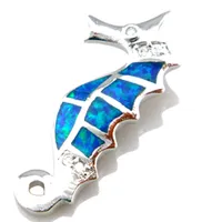 Jóias de animais do mar; Moda Cavalo de mar Opala Pingente Mexicano Opala Pingente 925 Stamped