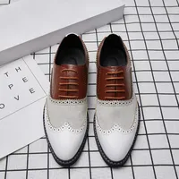 Lüks Klasik Erkek Brogue Oxfords Elbise Iş Ayakkabıları Deri Kahverengi Sivri Burun Lace Up Resmi Ayakkabı Düğün Parti SHOOS