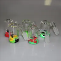 Klassisk glas askfångare Hookah med 14mm 18mm Joint Silicone Dab Jar Vaxbehållare Rökvatten Bong Oil Rig Bubble Nectar Collector