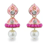 Stud etnico piccolo perle orecchini rosa fiore boho gioielli per le donne jhumka orecchino campane nappa bijoux gypsy hippy regalo1