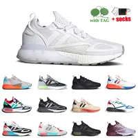 Bulut Beyaz ZX 2 K Koşu Ayakkabıları Erkek Kadın Moda Üçlü Siyah Gri 4D Güneş Sarı Kırmızı Oyun Paketi Puslu Gül Metalik Gümüş Tasarımcı Koşu Sneakers Spor 36-45