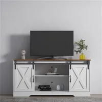 US stock Living Room Furniture TV Stand Sliding Barn Door Modern&Farmhouse Wood Entertainment Center, Storage Cabinet Table with Adjustable a38