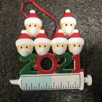 2021 Kerstdecoratie Quarantaine Ornamenten Familie van 1-7 Heads DIY Tree Hanger Accessoires met touwhars PVC Home Decora06A42