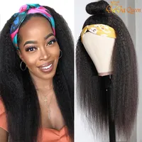 Yaki rechte hoofdband pruiken Braziliaanse menselijke haarspruiken met hoofdband voor zwarte vrouwen kinky rechte pruiken