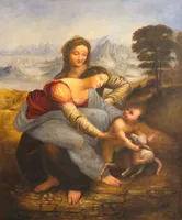 Leonardo da Vinci The Virgin and Child With St. Anne Pintings Art Película Imprimir Cartel de seda Decoración de la pared 60x90cm