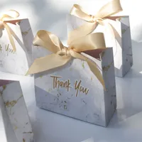 NUEVA Caja de envoltura de regalo de mármol Gris Mármol Candy Bag Paper Cajas de chocolate Embalaje para el favor de la boda Baby Shower Gracias suministros de fiesta