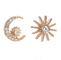 Asymmetric Earrings Bijoux Moon Star Earring Christmas Gifts Rhinestone Stud Earrings