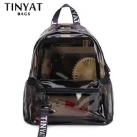 TINTAT Fashion Clear PVC Women Backpack Trend Transparent Solid Travel School Bag for Girls Child Mochila 220125