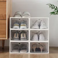 12 Piece Set Shoe storage box white transparent display for living room, bedroom, rental apartment, foldable, low-top shoes, daily commuting