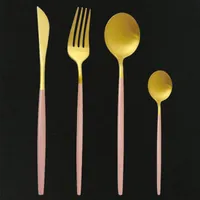 Flatware Sets Pink Gold Dinnerware Set 304 Stainless Steel Western Cutlery Kitchen Tableware Fork Knife Scoop Silverware