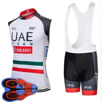 고품질 프로 팀 UAE 민소매 자전거 저지 사이클링 의류 여름 남성 빠른 건조 도로 자전거 야외 스포츠 유니폼 Y092702