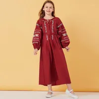 Ethnische Kleidung Ramadan Eid Mubarak Kinder Abaya Hijab Muslim Kleid Türkei Abayas für Kinder Islam Kaftan Dubai Cave Oman Islamic Clothing