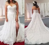 Sweetheart Beach Wedding Dresses Full Lace Novia Böhmen Plus Size Sexig High Slit Grekisk Bridal Gown Abito