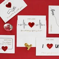 Hjärtformad valentin hälsningskort röd kärlek tryckt bronzing bokstäver hälsningskort med vit kuvert bröllopsdag dag hälsning c