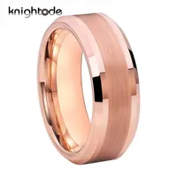 High Quality Rose Gold Tungsten Wedding Band For Men Women Engaged Tungsten Carbide Ring Brushed Center Polished Bevel Edges1