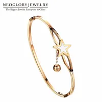 Bangle Neoglory Stainsal Stand Star Bracelet Rose Gold Color Barcelets for Women Jewelry Graduation Gift11