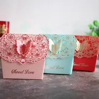 Fjäril kärlek blomma godis låda röd rosa blå bröllop godis lådor liten färsk europeisk kreativ hand presentförpackning för att gynna innehavare