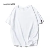 Moinwater Damen Schwarz Weiß T-Shirts Dame Solide Baumwolle Tees Kurzarm T-shirts Weibliche Sommer Tops für Frau MT1901 220221