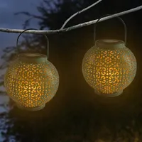뜨거운 판매 F8 밀 짚 모자 램프 구슬 태양 광 조절 자동 유도 정원 장식 야외 방수 정원 레트로 철 램프
