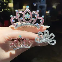 Saç Klipler Barrettes Prenses Taç Tarak Mini Tiara Parti Favor Çiçek Kız Comb1 için