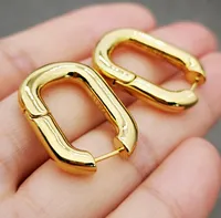 Huggie des Boucles D'Oreilles Mujeres Earings Gold Hoop Oval Pendientes metálicos Damas Simple Personalidad Joyería de Lujo Mujeres Diseñadores