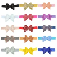 13 * 6 cm Colore solido Sequins Bows Fascia Nefanno brillante Bande di Capelli Bowknot Bandi per bambini Accessori per bambini Abbigliamento regalo di compleanno
