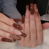 False Nails Long Coffin DIY French Ballerina Fake Women Full Cover Nail Tips Press On With Glue Accessories