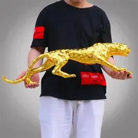 Fresco resumen de oro pantera escultura geométrica resina leopardo estatua fauna decoración regalo artesanía ornamento accesorios mobiliario 2021