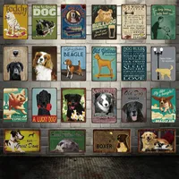 2021 Reglas de perro Divertido Bulldog Beagle Beagle Gran Dane Metal Sign Let Poster Decoración para el hogar Sala de estar Tienda Bar Wall Art Painting 20 * 30 cm