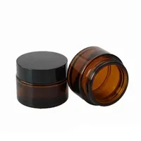 5G 10G 20G 30G 30G Brown Amber Glass Cream Barattolo con coperchio nero Cosmetic Jar Imballaggio per campione Eye Cream Bottle