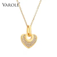 VAROLE Cute Mini Heart Necklaces with Cubic Zirconia Gold Color Necklace For Women Jewelry Kolye Collier