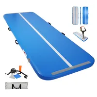 16ft Inflatable Tumbling Mat 4 inches Thickness Mats for Home Use/Training/Cheerleading/Yoga/Water with electircal Pump a12