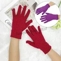 Fashion Women Wrist Gloves Ladies Winter Warm Velvet Gloves Cute Dot Touch Screen Full Finger Spandex Stretch Driving Mittens