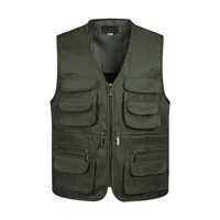 Mannen Multi-Pocket Classic Vaillon Mannelijke Mouwloze Lossende Solid Coat Work Vest Fotograaf Tactische Mesh Vest Jas 201214