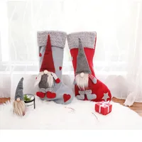 Weihnachtsstrumpf Anhänger Tuch Ornamente Geschenk Tasche Santa Claus Rot Graue Socke Puppe Stiefel Für Startseite Party Weihnachtsbaum Dekorationen1