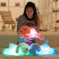 30 cm 50 cm 80 cm Sevgililer Günü Renkli Aydınlık Köpek LED Işık Peluş Yastık Minder Çocuk Oyuncakları Dolması Hayvan Bebek Doğum Günü Hediyesi Çocuk için