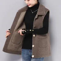 Women's imitation wool cashmere vt, middle-aged mother's loose et, fur clothing, et, mother's vt, brown coat