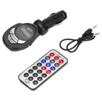 BlacK Auto Car MP3 Player Wireless FM Transmitter Modulator with USB CD MMC Remote Kit Black Auto charger