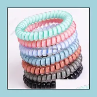 Hair Rubber Bands Jewelry Designer Accessories Candy Color Telephone Wire Cord Headband For Women Girls Elastic Ties Drop Delivery 2021 Ytmz