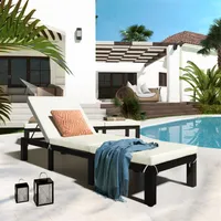 US STOCK TOPMAX Patio Benches Furniture Outdoor Adjustable PE Rattan Wicker Chaise Lounge Chair Sunbed a12