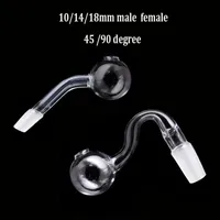 Bent Glass oil burner pipe thick 45 90degree10mm 14mm 18mm Male Female pyrex clear oil burner curve water pipe for smoking water bongs