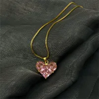 2022 Nuovo Diamante Pink Diamante Amore Zircone Collana Donne Simple Fashion Design Trend Temperament Jewels Coravicle Catena catena