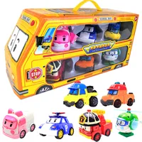 6pcs / 세트 원래 상자 Robocar Poli Korea Kids Toys 로봇 변형 애니메이션 액션 피규어 어린이를위한 그림 장난감 PlayMobil Juguetes Q1123