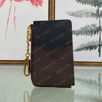 Fashion Keychains CARD HOLDER RECTO VERSO Womens Mini Zippy Wallet Coin Purse Bag Belt Charm Key Pouch Pochette Accessoires 69431 LPO05