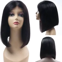 Großhandel 12A Grad 100% Virgin Brasilianisches menschliches Haar Lace Front Perücke 4x4 13 * 4 Gerade kurze Bob Perücke für schwarze Frauen