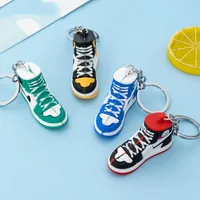 2022 Hot selling New style Stereo sneakers keychains button pendant 3D mini basketball shoes model soft plastic decoration gift key ring