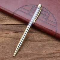 2021 Yaratıcı DIY Boş Tüp Metal Tükenmez Kalemler Kendinden Dolumlu Yüzer Glitter Kurutulmuş Çiçek Kristal Kalem Tükenmez Kalemler Yazma Hediye
