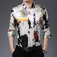 Novo estilo britânico 3D impressos camisas homens camisa de manga comprida camisa de festa de moda camisa social para homens camisas hombre